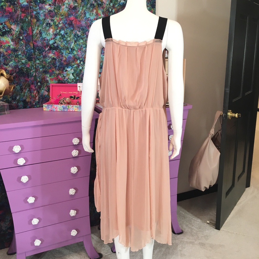 Vera Wang Ballet Pink Peach Chiffon Button Dress - Picture 3 of 11